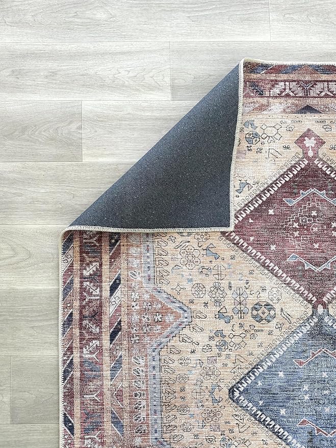 Fame Living Washable Area Rug. Modern Farmhouse. Vintage. Turkish. Bohemian. Distressed. Oriental. Traditional. Rugs for Living Room. Dining. Bedroom. Office. Entryway. Foyer. (863TT, 2'5" x 6'5")