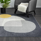 Abani Deco Collection Area Rug - Grey Minimalist Design -6' x 9' - Easy to Clean - Durable for Kids and Pets - Non-Shedding - Medium Pile - Soft Feel - for Living Room, Bedroom & Office
