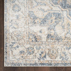Nourison Home Astra Machine Washable Traditional Grey/Blue 3'3" x 5' Area Rug, Easy Clean, Non Shedding, Bed Room, Living Room, Dining Room, Kitchen (3x5)