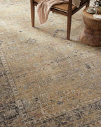 Loloi Magnolia Home by Joanna Gaines Millie Collection MIE-03 Gold/Charcoal 5'-3" x 5'-3", .25" Pile Height, Round Area Rug