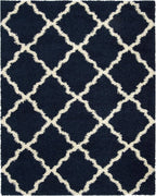 SAFAVIEH Dallas Shag Collection Area Rug - 8'6" x 12', Navy & Ivory, Trellis Design, Non-Shedding & Easy Care, 1.5-inch Thick Ideal for High Traffic Areas in Living Room, Bedroom (SGD257N)