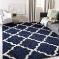 SAFAVIEH Area Rug 8x10 - Dallas Shag Collection - Large - Navy & Ivory, Trellis Pattern, Non-Shedding & Easy Cleaning, Plush Thick Pile, Ideal for Living Room, Bedroom, Dining Space (SGD257N)