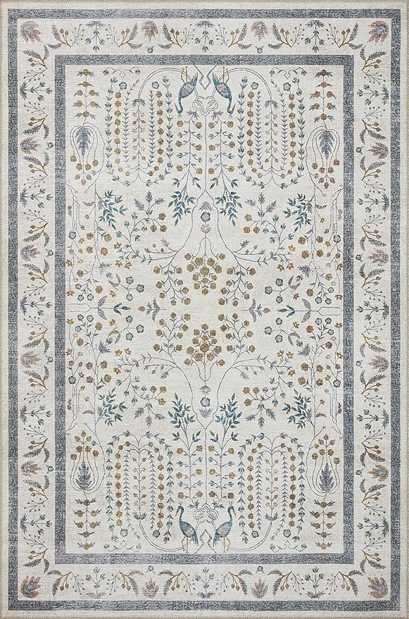 Loloi Rifle Paper Co. Maison Collection MAO-05 Wisteria Cream 5'-0" x 7'-6", .19" Pile Height, Area Rug