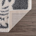 Hauteloom Tilos Moroccan Farmhouse Living Room Bedroom Nursery Shag Area Rug - Shaggy Carpet - Tiger Pattern - High Plush Pile - Dark Grey, Charcoal, Beige, Cream - 5'3" x 7'