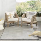 Nourison Home Courtyard Ivory Charcoal 4' x 6' Area Rug - Easy Clean, Non Shedding, Bed Room, Living Room, Dining Room, Kitchen (4' x 6')