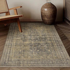 4x6 Brown Black Area Rug Washable Vintage Distressed Office Carpet Low Pile Entryway Non Slip Indoor Soft Retro Entrance Throw Accent Rug for Kitchen Bathroom Bedroom Dining Living Room