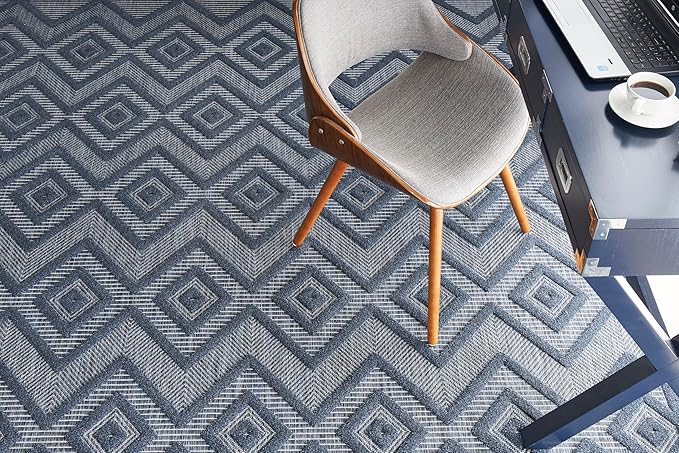 Nourison Home Versatile Navy Blue 7' x 10' Area Rug - Easy Clean, Non Shedding, Bed Room, Living Room, Dining Room, Kitchen (7' x 10')