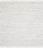 SAFAVIEH Rag Rug Collection Area Rug - 8' Square, Ivory & Multi, Handmade Boho Stripe Cotton, Ideal for High Traffic Areas in Living Room, Bedroom (RAR121G)
