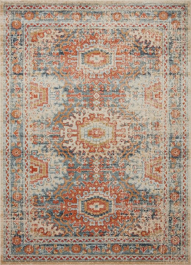 Loloi Jocelyn Collection JOC-03 Mist/Multi 6'-7" x 9'-7" .38" Thick Area Rug