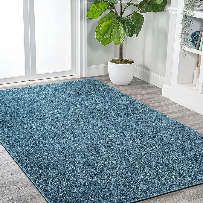 JONATHAN Y Haze Solid Low-Pile Turquoise Indoor Area Rug 9x12, Coastal,Bohemian,Minimalist,Classic, Easy-Cleaning for Living Room,Bedroom,Kitchen,Pet Friendly,Non-Shedding (SEU100H-9)
