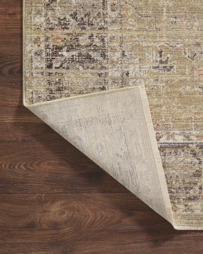 Loloi Magnolia Home by Joanna Gaines Millie Collection MIE-03 Gold/Charcoal 11'-6" x 15'-7", .25" Pile Height, Area Rug