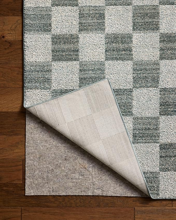 Loloi Chris Loves Julia Calvin Collection CLV-01 Blue/Ivory 2'-3" x 3'-10" Accent Rug Checkered Neutral Soft Living Room Bedroom Carpet
