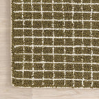 Rugs USA 3x5 Melrose Checked Wool Indoor Area Rug, Contemporary Farmhouse Moss/Ivory for Living Room, Bedroom, Office, Entryway, Hallway