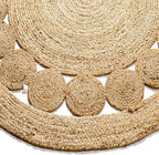 Savi Home Hand Woven Jute Braided Dot Rug, 3' Round - Natural, Reversible Area Rugs for Living Room, Farmhouse, Kitchen, Handcrafted 3 Feet Round Area Rugs - Natural