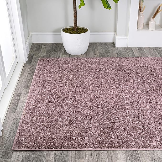 Eyely UES100R-9 Supersoft Haze Solid Low-Pile Indoor Area Rug Casual;Contemporary;Solid;Traditional, Bedroom, Kitchen, Living Room, Easy-Cleaning, Non-Shedding, 9 X 12, Light Purple
