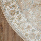 Nourison Home Astra Machine Washable Beige 7'10" x Round Area Rug - Easy Clean, Non Shedding, Bed Room, Living Room, Dining Room, Kitchen (8' x Round)