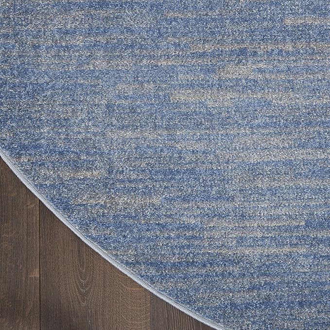 Nourison Home Nourison Essentials Blue Grey 8' x Round Area Rug - Easy Clean, Non Shedding, Bed Room, Living Room, Dining Room, Kitchen (8' x Round)