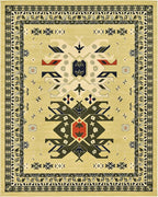 Unique Loom Taftan Collection Border Geometric Tribal Inspired Design Area Rug (8' 0 x 10' 0 Rectangular, Gold/ Gray)