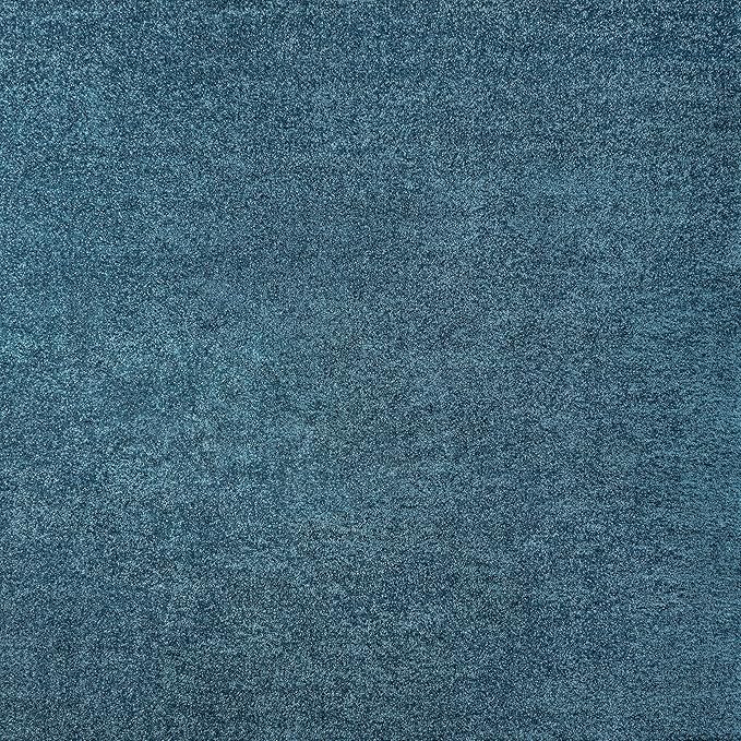 Eyely UES100H-7SQ Supersoft Haze Solid Low-Pile Indoor Area Rug, Coastal, Bohemian, Minimalist, Classic, Casual for Bedroom,Kitchen,Living Room,Non Shedding,Easy-Washing, Blue, 7' Square