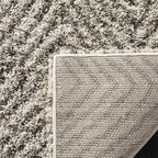 SAFAVIEH Hudson Shag Collection Runner Rug - 2'3" x 8', Ivory & Grey, Chevron Design, Non-Shedding & Easy Care, 2-inch Thick Ideal for High Traffic Areas in Living Room, Bedroom (SGH375A)