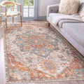 GLN Rugs Traditional Collection - Machine Washable Area Rug, Traditional Washable, Non Slip, Low Pile Chenille Rug, Living Room, Bedroom, Kitchen Rug (3' x 5' Cream/Terra)