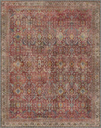 8x10 Area Rug Machine Washable Boho Rug for Living Room,Ultra-Thin Low Pile Carpet,Lightweight Indoor Printed Rug,Non Slip Floral Area Rug for Bedroom, Dining Room, Home Office,Burgundy Red