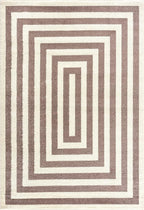 Abani Contemporary Beige & Ivory 7'9" x 10'2" Area Rug, Contrasting Geometric Modern Stripe Symmetrical Living Room Carpet Rugs
