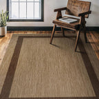 CAMILSON Outdoor Rug 5x7 - Modern Outside Rugs for Patios Porches Waterproof Durable Washable Non-Shedding, Easy-to-Clean Indoor Outdoor Area Carpet (5 x 7, Bordered - Jute)
