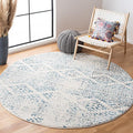 SAFAVIEH Tulum Collection Area Rug - 8' Round, Ivory & Turquoise, Moroccan Boho Tribal Design, Non-Shedding & Easy to Clean, Ideal for Living Room, Bedroom, Dining Space (TUL272E)