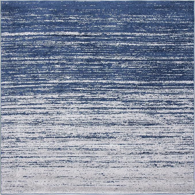 SAFAVIEH Adirondack Collection Area Rug - 11' Square, Navy & Grey, Modern Ombre Design, Non Shedding & Easy to Clean, Ideal for Living Room, Bedroom, Office, Dining Space (ADR113E)