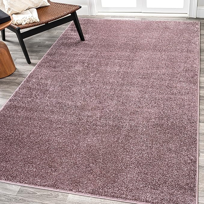 JONATHAN Y Haze Solid Low-Pile Light Purple Indoor Area Rug 4x6, Coastal,Bohemian,Minimalist,Classic, Easy-Cleaning for Living Room,Bedroom,Kitchen,Pet Friendly,Non-Shedding (SEU100R-4)