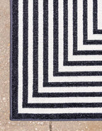 Unique Loom Sabrina Soto Outdoor Collection Geometric, Modern, Vibrant, Carved Area Rug (2' 0 x 8' 0 Runner, Navy Blue/ Ivory)