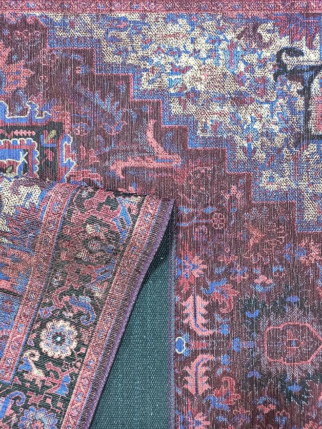 Fame Rugs Turkish Rug. Washable Vintage Oriental Antique Inspired Traditional Doormat Small Modern Area Rugs Luxury Entryway Entry Bedroom Bathroom Kitchen (398RR, 2'5 x 9'8)
