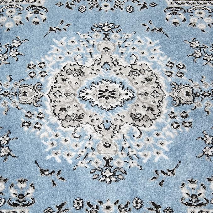 Home Dynamix Premium Sakarya Traditional Medallion Border Area Rug, Blue, 7'8"x10'7" Rectangle