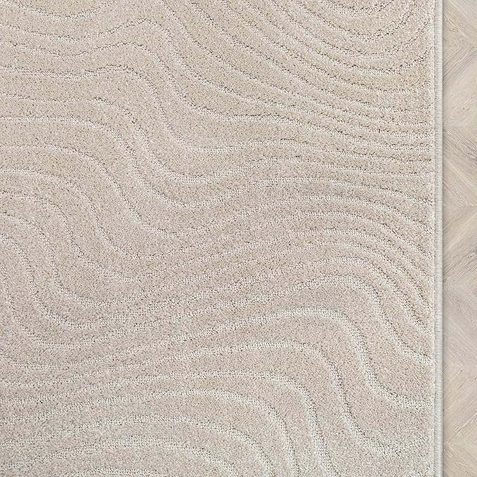 Well Woven Custom Size Hallway Stair Runner - Choose Your Length - 27 Inches Wide x 70 Feet Long Runner (27" x 70' Runner) Rug - Ivory Sibi Soft Touch, Modern Abstract - Hi-Lo Pile