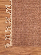 Rugsotic Carpets Hand Woven Flat Weave Kilim Wool ECO-Friendly Area Rugs - 10'x13', Rectangle Shape, Light Brown Color, Solid Plain Design, Low Pile Handmade Rugs for Living Room (D00111)