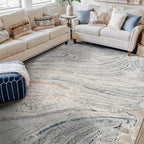 Rugshop Marble Swirl Distressed Gray Area Rug 6' 6" x 9' Ideal for Living Rooms, Bedrooms, or Under 6Person Dining Tables