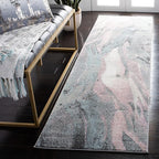 SAFAVIEH Glacier Collection Runner Rug - 2'3" x 6', Pink & Blue, Modern Abstract Design, Non-Shedding & Easy Care, Ideal for High Traffic Areas in Living Room, Bedroom (GLA126U)