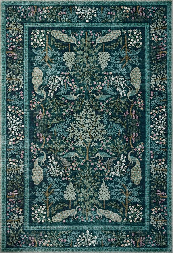 Loloi Rifle Paper Co. Canopy Collection CNP-05 Teal 2'-3" x 5' Accent Rug