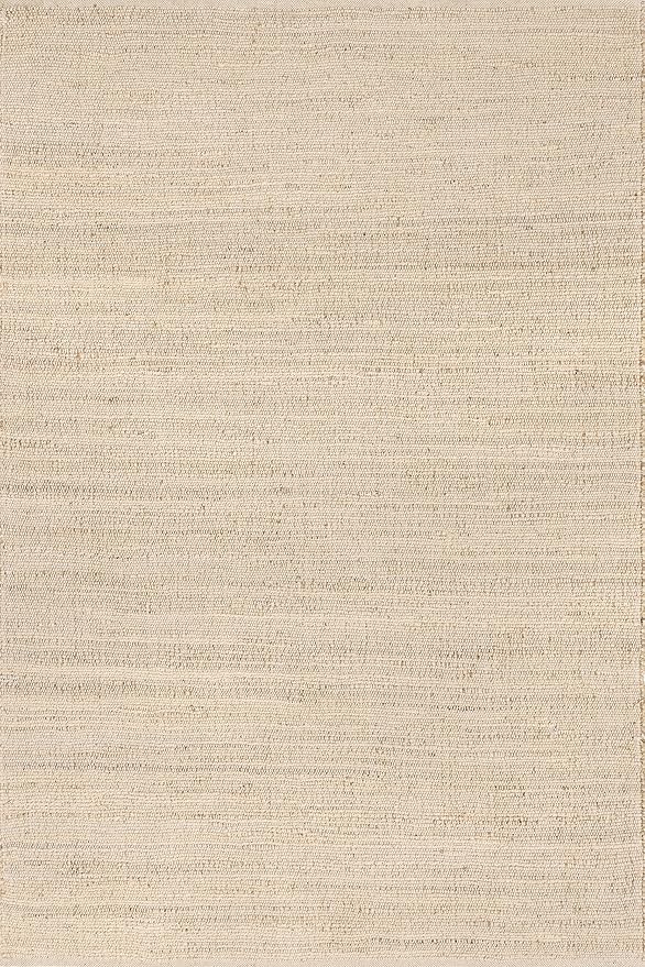 nuLOOM 5x8 Elfriede Jute & Cotton Hand Woven Area Rug, Natural, Solid Rustic Farmhouse Style, Weaved Design, Natural Fiber, For Bedroom, Living Room, Dining Room, Hallway, Office, Entryway