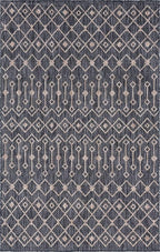 Unique Loom Outdoor Trellis Collection Area Rug - Tribal Trellis (5' 3" x 8' Rectangle, Charcoal Gray/ Natural)