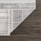 Hauteloom Dishman Living Room, Bedroom Area Rug - Farmhouse - Cream, Light Gray - 18" x 18" Sample