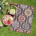 CAMILSON Indoor Outdoor Rug 10x14 Bohemian Medallion Floral Area Rugs for Indoor and Outdoor Patios Easy-Cleaning Non-Shedding Living Room Garden and Kitchen Washable Outside Carpet (10 x 14 / Brown)