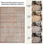 GLN Rugs Traditional Collection - Machine Washable Area Rug, Traditional Washable, Non Slip, Low Pile Chenille Rug, Living Room, Bedroom, Kitchen Rug (5'3" Round Terra/Multicolor 1153)
