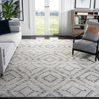 SAFAVIEH Adirondack Collection Area Rug - 10' Square, Light Grey & Grey, Modern Diamond Distressed Design, Non-Shedding & Easy Care, Ideal for High Traffic Areas in Living Room, Bedroom (ADR131C)