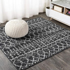 JONATHAN Y Boho Vintage Diamond Black/Ivory Square Area Rug 4X4 ft, Moroccan Hype for Living Room, Bedroom, Kitchen, Office, Easy-Cleaning, High Traffic, Pet-Friendly, Non-Shedding (MOH101D-4SQ)