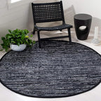 SAFAVIEH Rag Rug, Collection RAR121Z Handmade Boho Stripe Cotton Entryway Foyer Living Room Bedroom Kitchen Area Rug, 4', Round Black