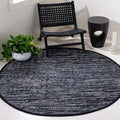 SAFAVIEH Rag Rug Collection Area Rug - 6' Round, Black, Handmade Boho Stripe Cotton, Ideal for High Traffic Areas in Living Room, Bedroom (RAR121Z)