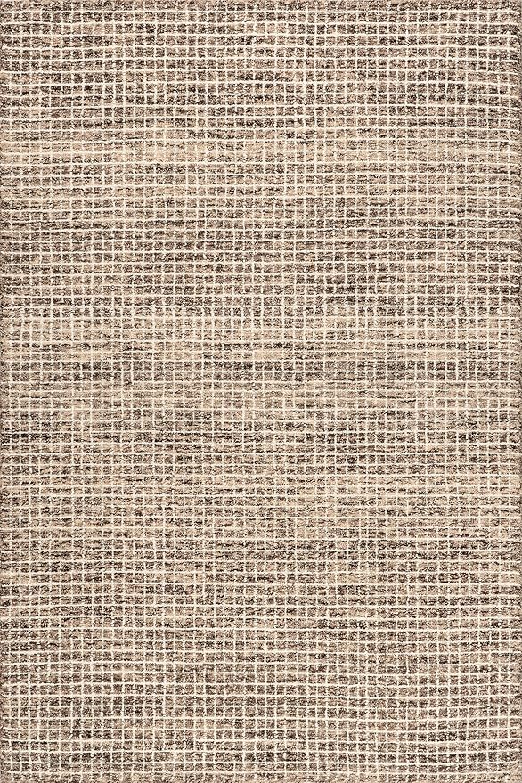 Rugs USA Melrose Handmade, Brown/Ivory, 6' x 9', Wool & Cotton, Soft and Cozy, High Traffic, Stain Resistant, Easy Clean, Durable Area Rug for Bedroom, Living Room, Dining Space, Den, Foyer, Entryway