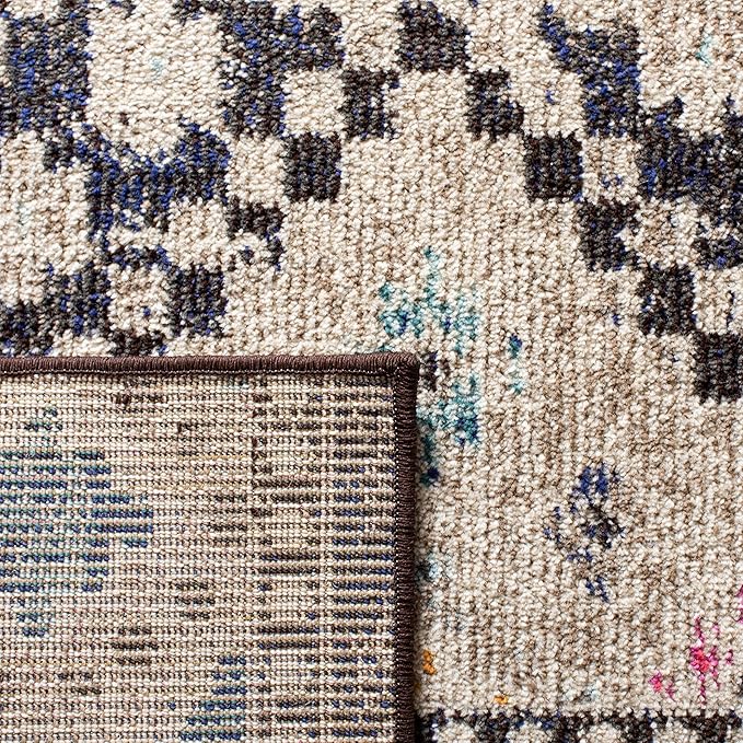 SAFAVIEH Madison Collection Runner Rug - 2' x 8', Black & Yellow, Boho Diamond Distressed Design, Non-Shedding & Easy Care, Ideal for High Traffic Areas in Living Room, Bedroom (MAD418Z)